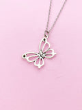 Silver Butterfly Charm Necklace, N132