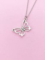 Silver Butterfly Charm Necklace, N132