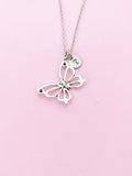 Silver Butterfly Charm Necklace, N131