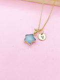 Gold Natural White Jade Star Necklace, Gemstone Jewelry Gifts, Personalized Gifts, N5330