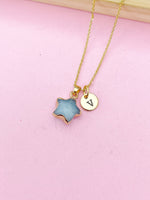 Gold Natural White Jade Star Necklace, Gemstone Jewelry Gifts, Personalized Gifts, N5330