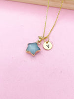 Gold Natural White Jade Star Necklace, Gemstone Jewelry Gifts, Personalized Gifts, N5330