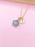 Gold Natural White Jade Star Necklace, Gemstone Jewelry Gifts, Personalized Gifts, N5330