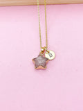 Gold Strawberry Quartz Star Necklace, Natural Gemstone Jewelry, N4272