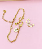 Stethoscope Charm Bracelet, Initial, Graduation Gift, N3388