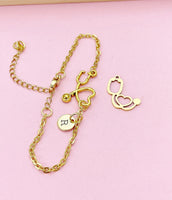 Doctor Nurse Bracelet, Best Graduation Gift, Stethoscope Heart Bracelet, Medical Device Charm, Medical Student Gift, N3388