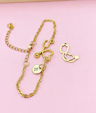 Doctor Nurse Bracelet, Best Graduation Gift, Stethoscope Heart Bracelet, Medical Device Charm, Medical Student Gift, N3388