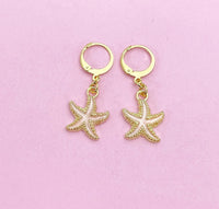 Pink Starfish Earrings in Gold, Nautical Earrings, N3188
