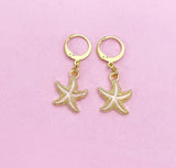 Pink Starfish Earrings in Gold, Nautical Earrings, N3188
