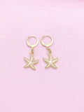 Pink Starfish Earrings in Gold, Nautical Earrings, N3188