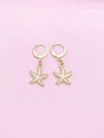Pink Starfish Earrings in Gold, Nautical Earrings, N3188