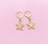 Pink Starfish Earrings in Gold, Nautical Earrings, N3188