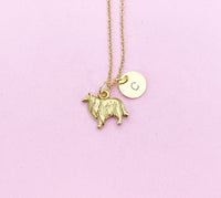 Gold Collie Dog Charm Necklace, N507