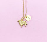 Gold Collie Dog Charm Necklace, N507