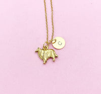 Gold Collie Dog Charm Necklace, N507