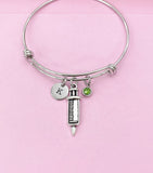 Silver Medical Injection Syringe Charm Bracelet, Medical Charm, N985