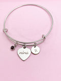 Stainless Steel Heart Nina Bracelet, Best Christmas Gift for Nina, N4193B