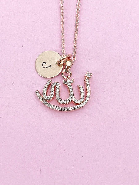Rose Gold Allah Necklace, Arabic Jewelry, Arabic CZ Diamond Jewelry, Dainty Necklace, Personalized Gift, N5632