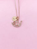 Rose Gold Allah Necklace, Arabic CZ Diamond Pendant, Initial Charm