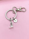 Silver Microscope Keychain, Initial Charm, Science Gift