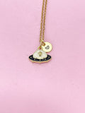 Gold Spacecraft Spaceship Charm Necklace, Bracelet or Keychain Option, N5651