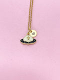 Gold Spacecraft Spaceship Charm Necklace, Bracelet or Keychain Option, N5651