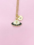 Gold Spacecraft Spaceship Charm Necklace, Bracelet or Keychain Option, N5651