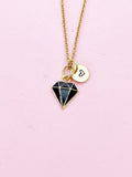 Gold Black Diamond Charm Necklace, Bracelet or Keychain Option, N5656