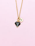 Gold Black Diamond Charm Necklace, Bracelet or Keychain Option, N5656