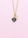 Gold Black Diamond Charm Necklace, Bracelet or Keychain Option, N5656