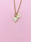 Gold White Diamond Charm Necklace, Bracelet or Keychain Option, N5657