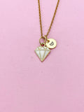 Gold White Diamond Charm Necklace, Bracelet or Keychain Option, N5657