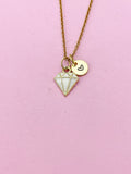 Gold White Diamond Charm Necklace, Bracelet or Keychain Option, N5657