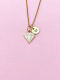 Gold White Diamond Charm Necklace, Bracelet or Keychain Option, N5657