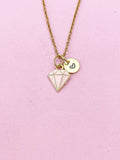 Gold Pink Diamond Charm Necklace, Bracelet or Keychain Option, N5658