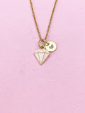 Gold Pink Diamond Charm Necklace, Bracelet or Keychain Option, N5658
