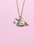 Gold Skeleton Whale Charm Necklace, Bracelet or Keychain Option, N5660