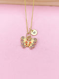 Gold Butterfly Charm Necklace, Bracelet or Keychain Option, N5662
