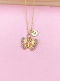 Gold Butterfly Charm Necklace, Bracelet or Keychain Option, N5662