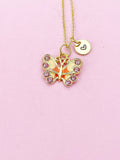 Gold Butterfly Charm Necklace, Bracelet or Keychain Option, N5662