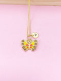 Gold Yellow Butterfly Charm Necklace, Bracelet or Keychain Option, N5664