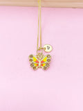 Gold Yellow Butterfly Charm Necklace, Bracelet or Keychain Option, N5664