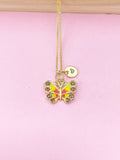 Gold Yellow Butterfly Charm Necklace, Bracelet or Keychain Option, N5664