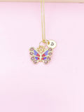 Gold Purple Red Butterfly Charm Necklace, Bracelet or Keychain Option, N5666
