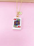 Gold Jack of Heart Play Card Charm Necklace, Bracelet or Keychain Option, N5668