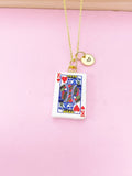 Gold King of Heart Play Card Charm Necklace, Bracelet or Keychain Option, N5669