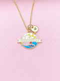 Gold Chemistry Beaker with Cell Atom DNA Molecule Charm Necklace, Bracelet or Keychain Option, N5675