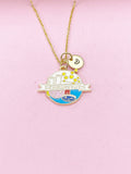 Gold Chemistry Beaker with Cell Atom DNA Molecule Charm Necklace, Bracelet or Keychain Option, N5675