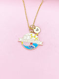 Gold Chemistry Beaker with Cell Atom DNA Molecule Charm Necklace, Bracelet or Keychain Option, N5675