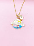 Gold Chemistry Beaker with Cell Atom DNA Molecule Charm Necklace, Bracelet or Keychain Option, N5675